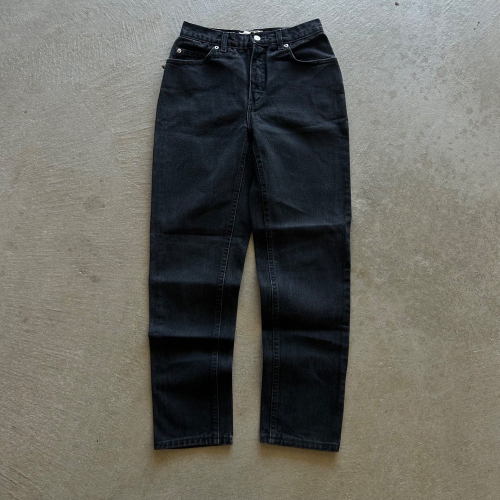 Vintage London Jeans Womens Size 4 Black Dark Wash Denim Straight Leg Mid Rise
